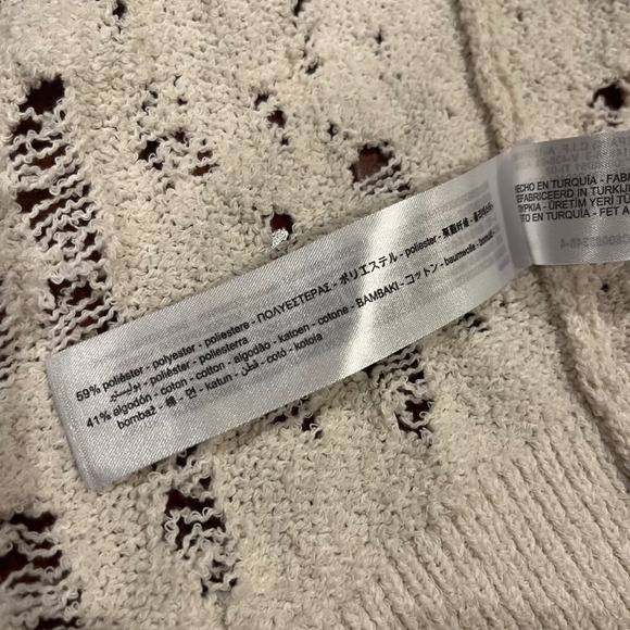 ZARA Cardigan Sweater Knit Cream Beige Distressed Button Front Long Sleeve New S - Picture 4 of 10